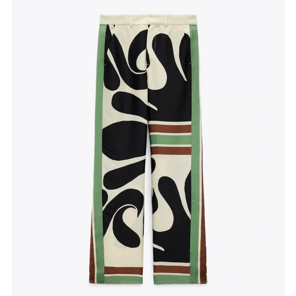 NWT Zara 2 Piece Tied Printed Blouse And Wide Pants Set - Picture 9 of 16
